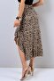 Patterned Premium Full Stretch Fabric Asymmetrical Cut Flounce Midi Slit Skirt Ete080 - 4