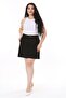 Women's Plus Size Black 5-Pocket Front Zipper Denim Skirt 65N38128 - 3