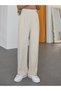 Women's Beige High Waist Pleated Palazzo Trousers - 3