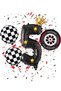 Racing Themed Birthday Party Supplies - Race Tire - Wheel Foil Checker Foil Balloon Age 5