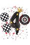 Racing Themed Birthday Party Supplies - Race Tire - Wheel Foil Checker Foil Balloon Age 4