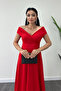 Boat Neck Kiloş Dress - Red - 3