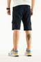 Men's Navy Blue Breathable Lycra Fabric 5-Pocket Outdoor Capri Shorts - 6