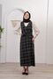 Women's Black Belted Hijab Tweed Gilet Dress - 7