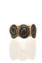 Women's Gold Color Lacquer Plated Adjustable Open Band Black Enamel Bracelet - 5