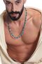 Men's Blue Color Howlite Natural Stone & Faceted Hematite Handmade Design Necklace - 2
