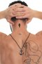 Men's Lacquer Anthracite Coated Ship Anchor Pendant Chain Necklace - 2