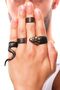 Men's Black Oxide Plated Jeweler Gilding Detailed Adjustable 4-Piece Snake Ring Set - 3