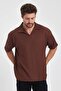Men's Oversize Knitwear Buttonless Polo Collar T-Shirt