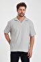 Men's Oversize Knitwear Buttonless Polo Collar T-Shirt - 6