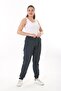 Women's Large Size Smoked Lycra 4-Pocket Jeans with Elastic Waist and Legs 65N37827 - 3