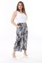 Women's Large Size Colorful Elastic Waist Side Pocket Patterned Trousers 65N37842 - 3