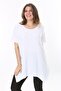 Women's Plus Size White Wrapped Fabric Short Sleeve Blouse with Hem and Cup Detail 65N37857 - 5