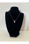 Silver Colored Steel Sleeve Stone Detailed Letter Necklace - 4