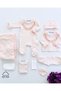 Flora 10-piece Organic Hospital Discharge Set with Embroidery Detail 100% Cotton Newborn Salmon Baby Girl