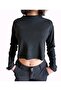 Wide collar salaş crop Wide collar corded crop boat collar soft blouse - 6