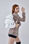 Multi-Compartment Washed Leather White Women's Backpack.