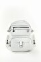 Multi-Compartment Washed Leather White Women's Backpack. - 2