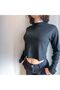 Wide collar salaş crop Wide collar corded crop boat collar soft blouse - 4