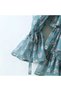 Floral Long Sleeve Tied Lip Breasted Chiffon Dress with Chest Corset and Elastic Back - 7