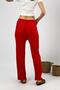 Women's Ribbed Striped Combed Cotton Report Cotton Pajama Bottoms Sweatpants Red - 8