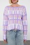 Lila Farbblock-Strickpullover TWOAW25KZ00175 - 3