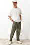 Haki Pileli Klasik Baggy Fit Kumaş Pantolon TMNSS24PL00024 - 2