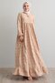Beige Patterned Tasseled Embroidery Dress - 4