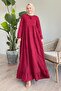 Claret Red Embroidery Dress - Patterned and Tasseled
