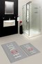 Printed Washable Non-Slip Floral Home Written Double Bathroom Carpet Mat Toilet Set - 6