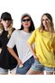 Women's 3-Pack Oversize Crew Neck 100% Cotton Combed Compact Basic T-Shirt 31752 Black-White-Yellow