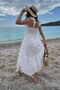 Women's White Scalloped Lined Strap Midi Dress - 4