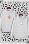 Dear Bear Design Couple Combination White Hooded Sweatshirt Set of 2