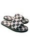 Men's Black and White Checkered Patterned Open-Front Soft Sole Home Slippers