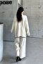 Women's Ecru Striped Lower-Top Hijab Knitwear Set - 5