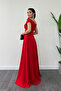 Boat Neck Kiloş Dress - Red - 5