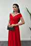 Boat Neck Kiloş Dress - Red - 4