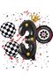 Racing Themed Birthday Party Supplies - Race Tire - Wheel Foil Checker Foil Balloon Age 3
