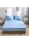 Blue Colored Cotton Ranforce Fabric Single/Double Fitted Elastic Sheet Set