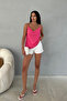 Pink Adjustable Strap Collar Blouse - 4