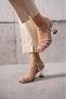 Around stone detailed high-heeled women's evening shoes. - 4