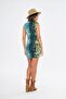 Women's Green Dress with Stretch Fabric Tulle Batik Pattern Printed - 2