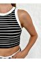 Women's Eliza White Striped Crop Top - 3