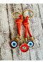 Orange Evil Eye Beaded Keychain - 3
