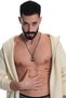 Men's Lacquer Anthracite Coated Ship Anchor Pendant Chain Necklace - 7