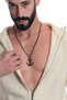 Men's Lacquer Anthracite Coated Ship Anchor Pendant Chain Necklace - 3