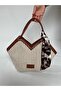 New Season Cream Coffee Jute Straw Zippered Hand and Shoulder Bag with Scarf, Asymmetrical Cut - 4