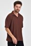 Men's Oversize Knitwear Buttonless Polo Collar T-Shirt - 3