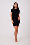 Black Midi Dress - Basic Crew Neck - 5