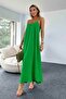 Aerobin Fabric Long Neon Green Dress with Adjustable Straps